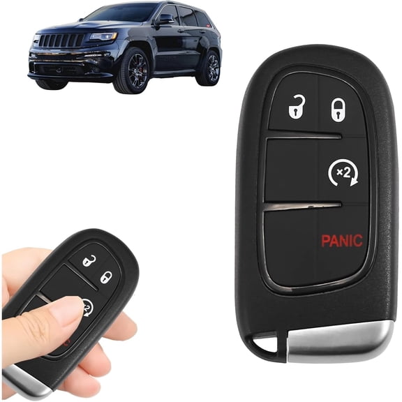 Replacement Keyless Entry Remote Car Key Fob 433MHz FCC ID:GQ4-54T 4-Button with Door Key 4A Chip Compatible with Jeep Cherokee 2014 2015 2016 2017 2018 2019 2020 2021 2022