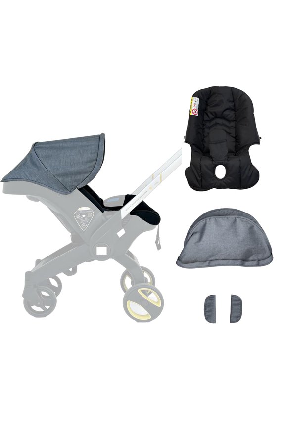 Replacement Kit Compatible with DOONA+ Car Seat Stroller | Comfortable Thick Seat Cushion+Adjustable Canopy+Soft Shoulder Pads (Gray&Black)