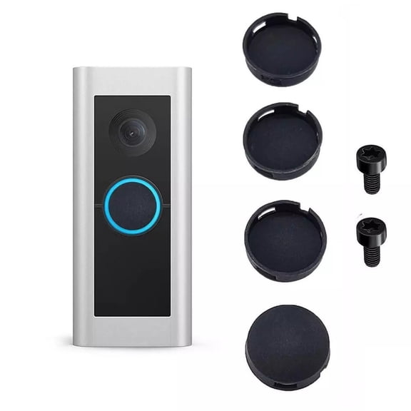 Replacement Kit for Wired For Video Doorbell Pro, Doorbell Button Cover with Screws Made of Silicone and Metal, 4 Buttons and 2 Screws for Easy Replacement (Black)