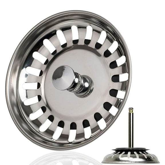Replacement Kitchen Sink Drain Waste Plug Basket Strainer for Blanco Sinks - Polished Steel, 79mm/82mm Diameter, Stops Clogs