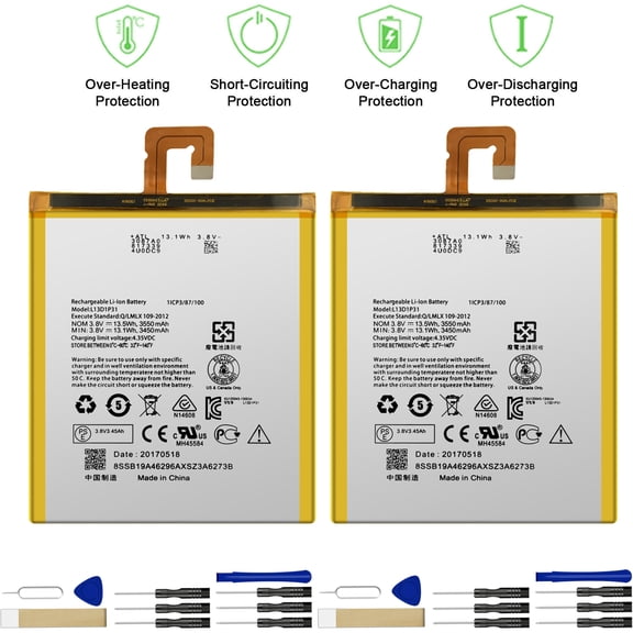 Replacement L13D1P31 Battery for Lenovo IdeaPad S5000 S5000-H Tablet Battery with Tools Adhesive 2PCS(Batteries and Tools)