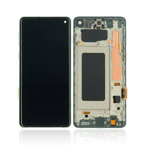 Replacement LCD Assembly With Frame (Without Finger Print Sensor) Compatible For Samsung Galaxy S10 (Aftermarket Plus: TFT) (Prism Green)