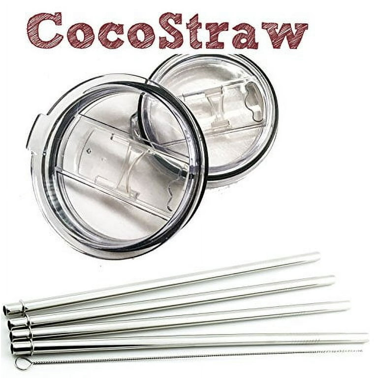 Replacement LID for 30 oz + 4 Stainless Steel Straws CocoStraw Yeti RTIC  Polar Drifter Big Boss Sic Tumbler Rambler Cup 