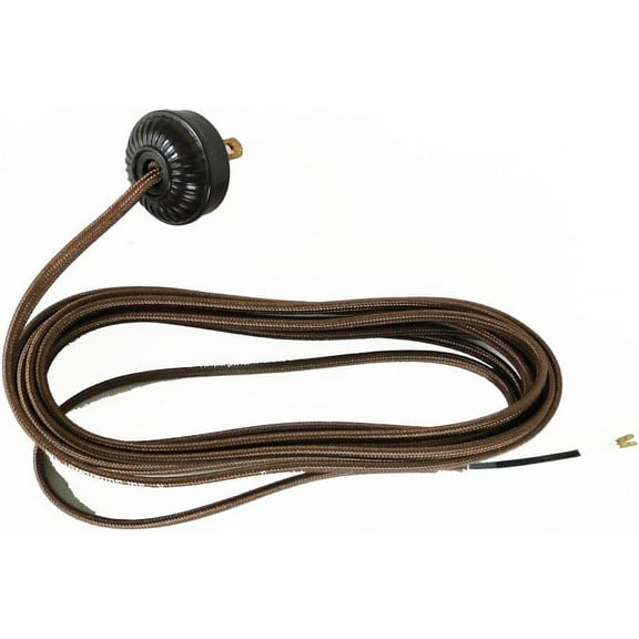 Replacement Lamp Cord Rayon Covered with bakelite Round Plug 10' Wire Parts