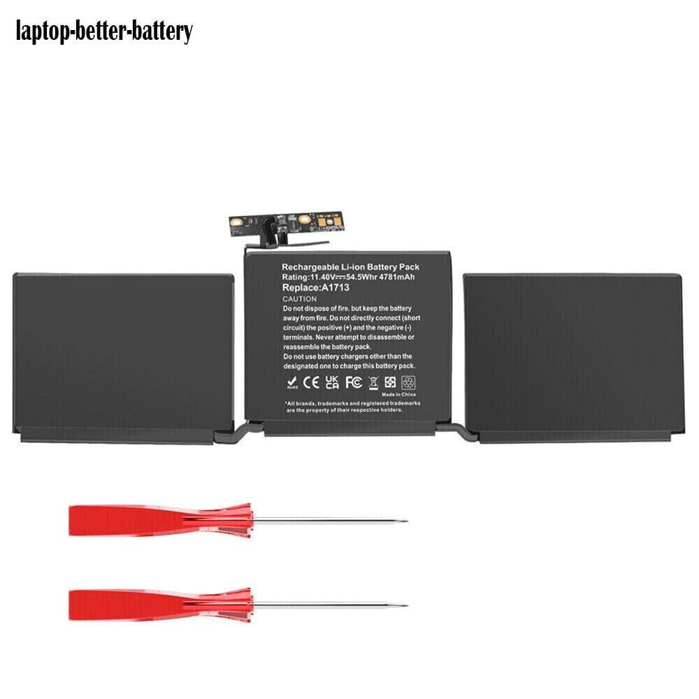 ANTIEE Batterie A1713 / A1708 Pour MacBook Pro 13" (Late 2016 – Mid 2017) – 54.5Wh 11.4V 4781mAh, Remplacement Compatible A1708 EMC 2978/3164