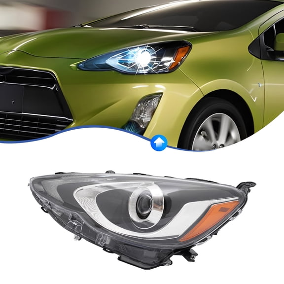 Replacement Left Driver Headlight for 20152017 Toyota Prius C (Persona Series) OEFit LED + Halogen Assembly, Clear Lens Chrome Housing, DRL LED, Easy Install