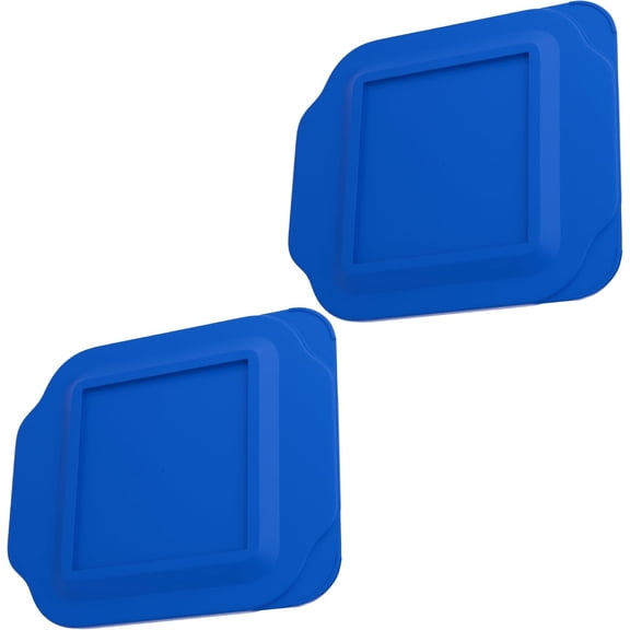 Replacement Lid fits Pyrex 2-Quart 8" x 8" Glass Baking Dish #222, Compatible with Lid #222-PC, Food Storage Container Cover with Flush Tab Handles (2-Pack, Blue)