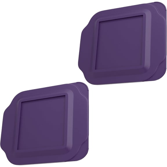 Replacement Lid fits Pyrex 2-Quart 8" x 8" Glass Baking Dish #222, Compatible with Lid #222-PC, Food Storage Container Cover with Flush Tab Handles (2-Pack, Purple)