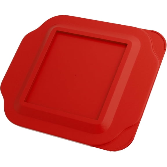 Replacement Lid fits Pyrex 2-Quart 8" x 8" Glass Baking Dish #222, Compatible with Lid #222-PC, Food Storage Container Cover with Flush Tab Handles (Red)