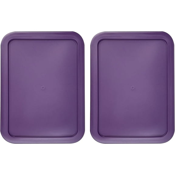 Replacement Lid for Pyrex Plastic Purple Cover 3 Cup (5.75" x 7.75") Bowl Rectangle 7210-PC (2-Pack)
