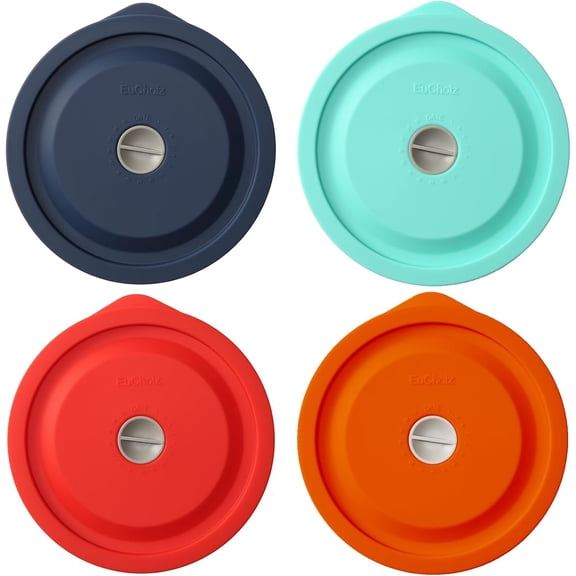 Replacement Lids for Pyrex 7201-PC 4 Cup, Silicone Round Storage Cover Lid for Anchor Hocking Glass Bowl 4 Pack with Date Mark