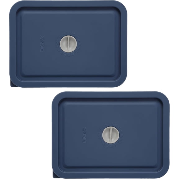 Replacement Lids for Pyrex 7210-PC 3 Cup Rectangle, Silicone Storage Cover Lid for Glass Bowl 2 Pack with Date Mark Dark blue