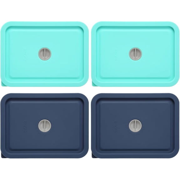 Replacement Lids for Pyrex 7210-PC 3 Cup Rectangle, Silicone Storage Cover Lid for Glass Bowl 4 Pack with Date Mark