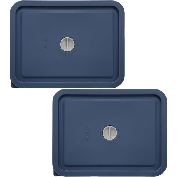 Replacement Lids for Pyrex 7211-PC 6 Cup Rectangle, Silicone Storage Cover Lid for Glass Bowl 2 Pack with Date Mark Dark blue