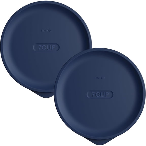 Replacement Lids for Pyrex 7402-PC 6/7 Cup, Silicone Round Storage Cover Lid for Anchor Hocking Glass Bowl 2 Pack Dark Blue