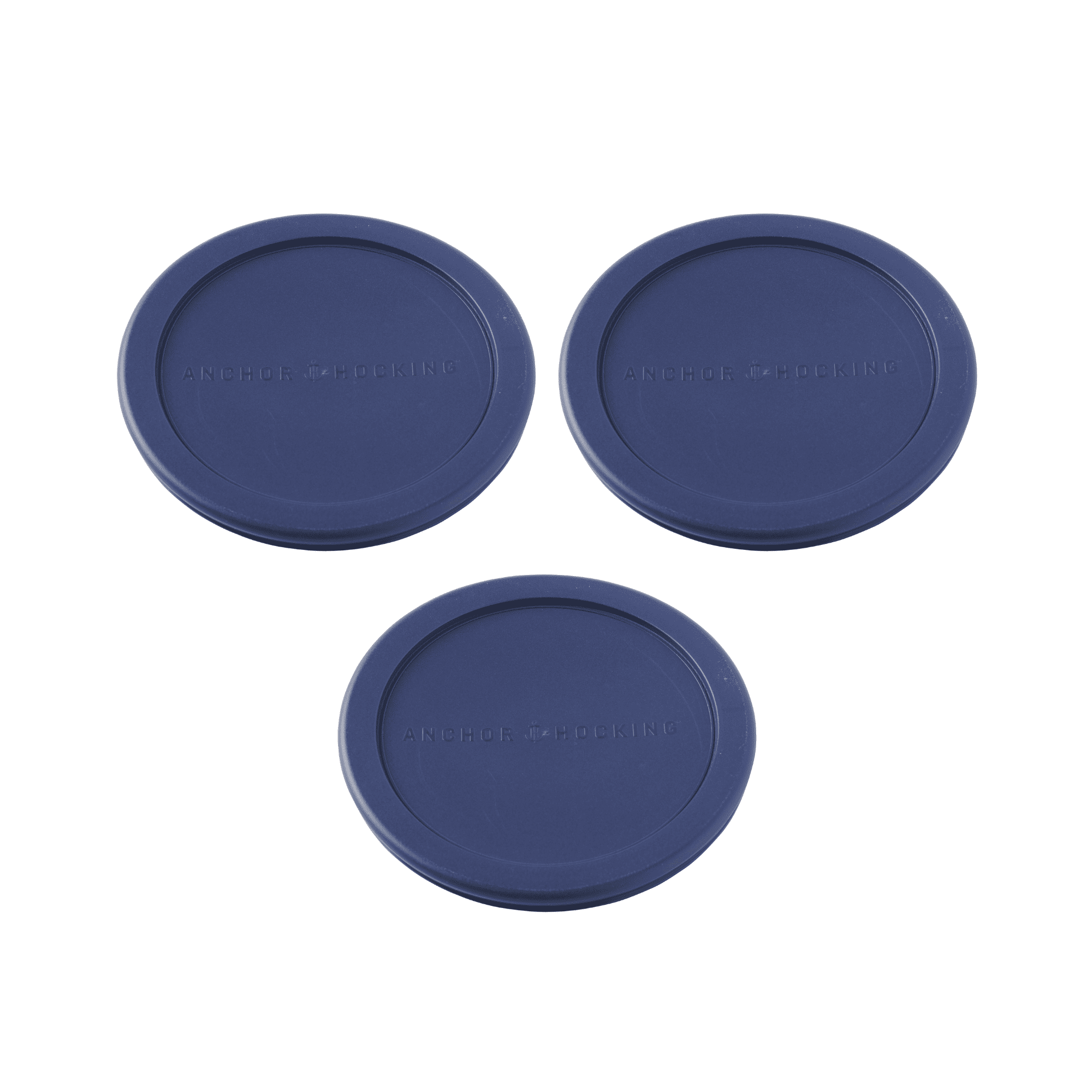 4-cup Round Dark Blue Plastic Lids, 6-pack
