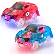 Race Cars Magic Glow Flex Tracks - Extra Car Accessories For Glow In The Dark Race Track - Compatible with Most Tracks For Kids Boys and Girls 2 Racers Pack