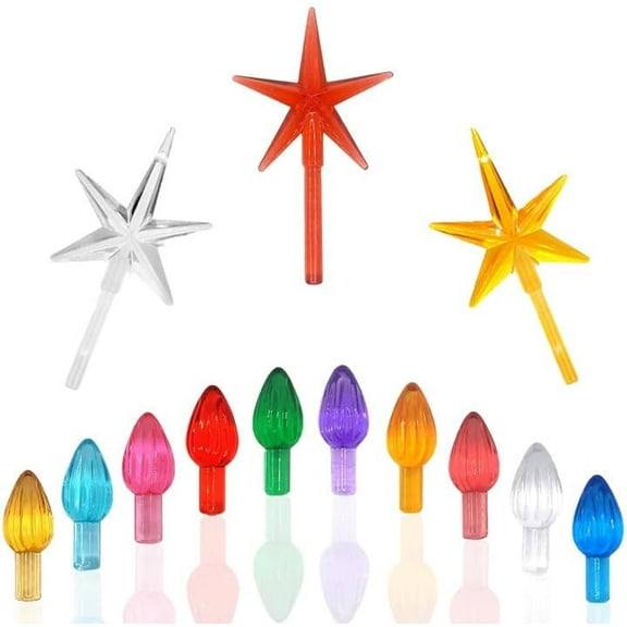 Replacement Lights Bulbs for Ceramic Christmas Tree Accessories, Flame Shape Light up Medium / Small Twist, Assorted Colors