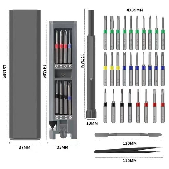 Replacement Magnetic Screwdriver Set With 28 Bits (31 in 1)