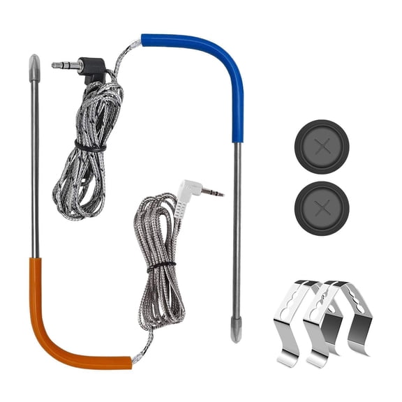 Replacement Meat Probe for Traeger Pellet Grill, 2-Pack Temperature Probes, with 2 Pcs Grommets and 2 Pcs Clips, 3.5 mm Plug Waterproof Thermometer Probe Accessories