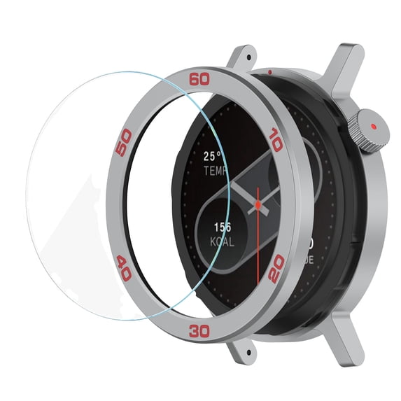 Replacement Metal Bezel Ring with Screen Protector for CMF Watch Pro 2, Metal Frame Cover Plate + HD Clear Tempered Glass Protective Film for CMF BY NOTHING Watch Pro 2