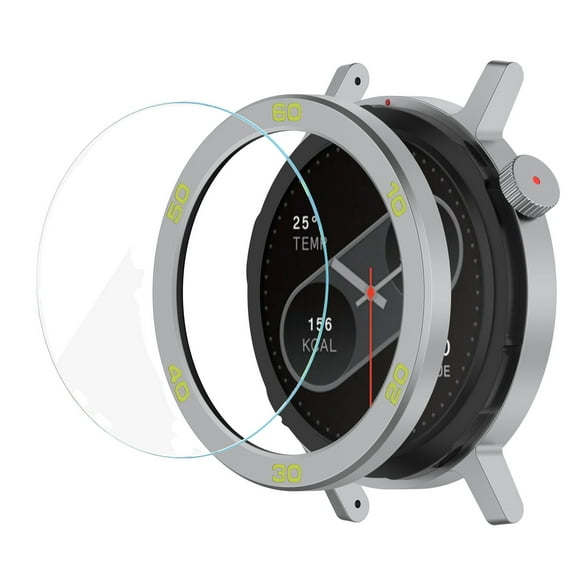 Replacement Metal Bezel Ring with Screen Protector for CMF Watch Pro 2, Metal Frame Cover Plate + HD Clear Tempered Glass Protective Film for CMF BY NOTHING Watch Pro 2