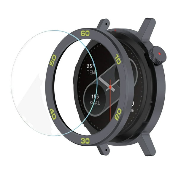 Replacement Metal Bezel Ring with Screen Protector for CMF Watch Pro 2, Metal Frame Cover Plate + HD Clear Tempered Glass Protective Film for CMF BY NOTHING Watch Pro 2