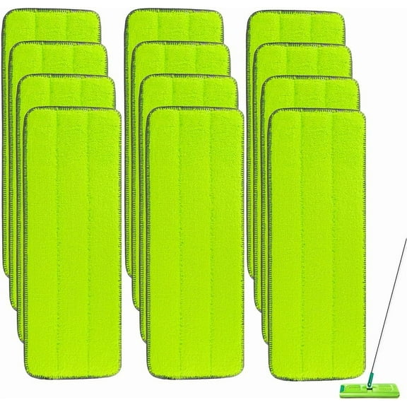 Replacement Microfiber Mop Pads for Libman Rinse 'n Wring and Bucket System, Washable Reusable Wet & Dry Cleaning Refill Head Multi-Surface Floor-12 Pack