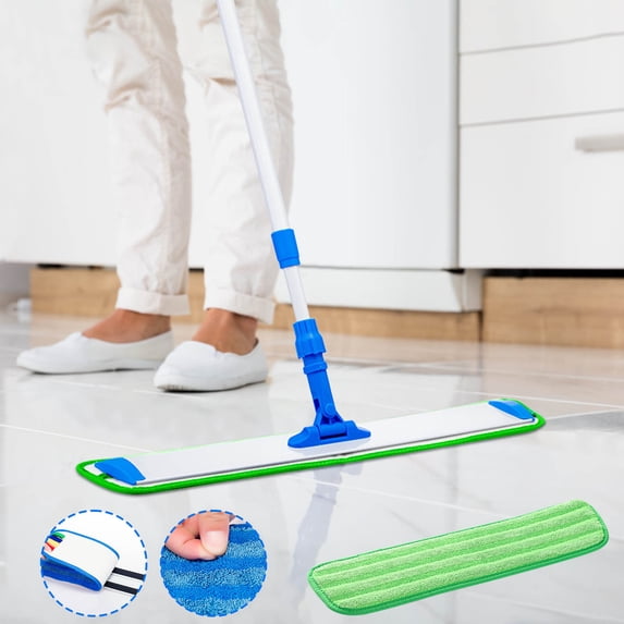 Replacement Microfiber Pad - Thick - Universal Commercial 17-18 Inch Mop Head- Heavy Duty - Wet & Dry Commercial Cleaning Refills Reusable Mop Refills Fit for Most Microfiber Flat Mop System