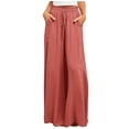 thumbnail image 1 of Women's Flowy Summer Wide Leg Pants Ruffle Draw String High Waisted Long Trousers Breathable Pants with Pockets, 1 of 9