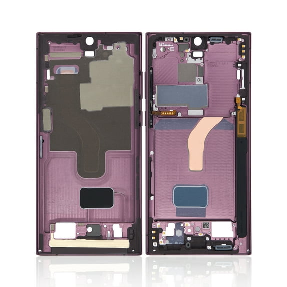 Replacement Mid-Frame Housing Compatible For Samsung Galaxy S22 Ultra 5G (International Version) (Burgundy)