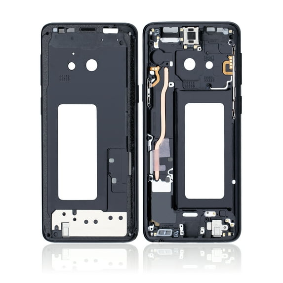 Replacement Mid-Frame Housing Compatible For Samsung Galaxy S9 (With SmallParts) (Midnight Black Frame)