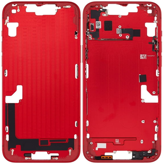 Replacement Mid-Frame Housing W/Power & Volume Button Compatible For iPhone 14 Plus(International)(Aftermarket +)(Red)
