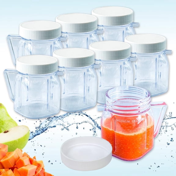 Replacement Mini 1-cup Plastic Jar by Saffire, fits most Oster Blenders (8 Pieces)