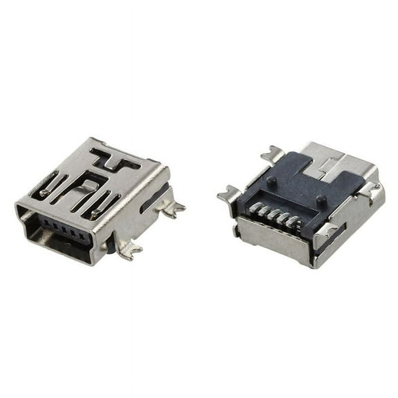 Replacement Mini USB Type B Female 5 Pin PCB Board Mount Jack Charger Connector 10 Pcs,10 x Micro USB Jack,Silver Tone, Black