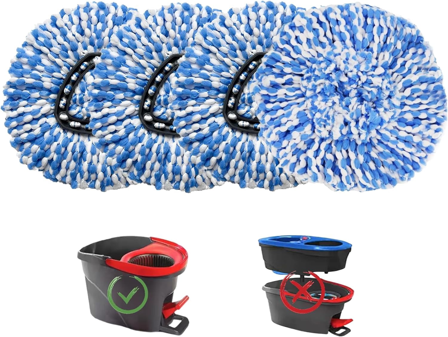 6 Pack Spin Mop Replacement Heads - Microfiber Refills Compatible With O-Cedar RinseClean