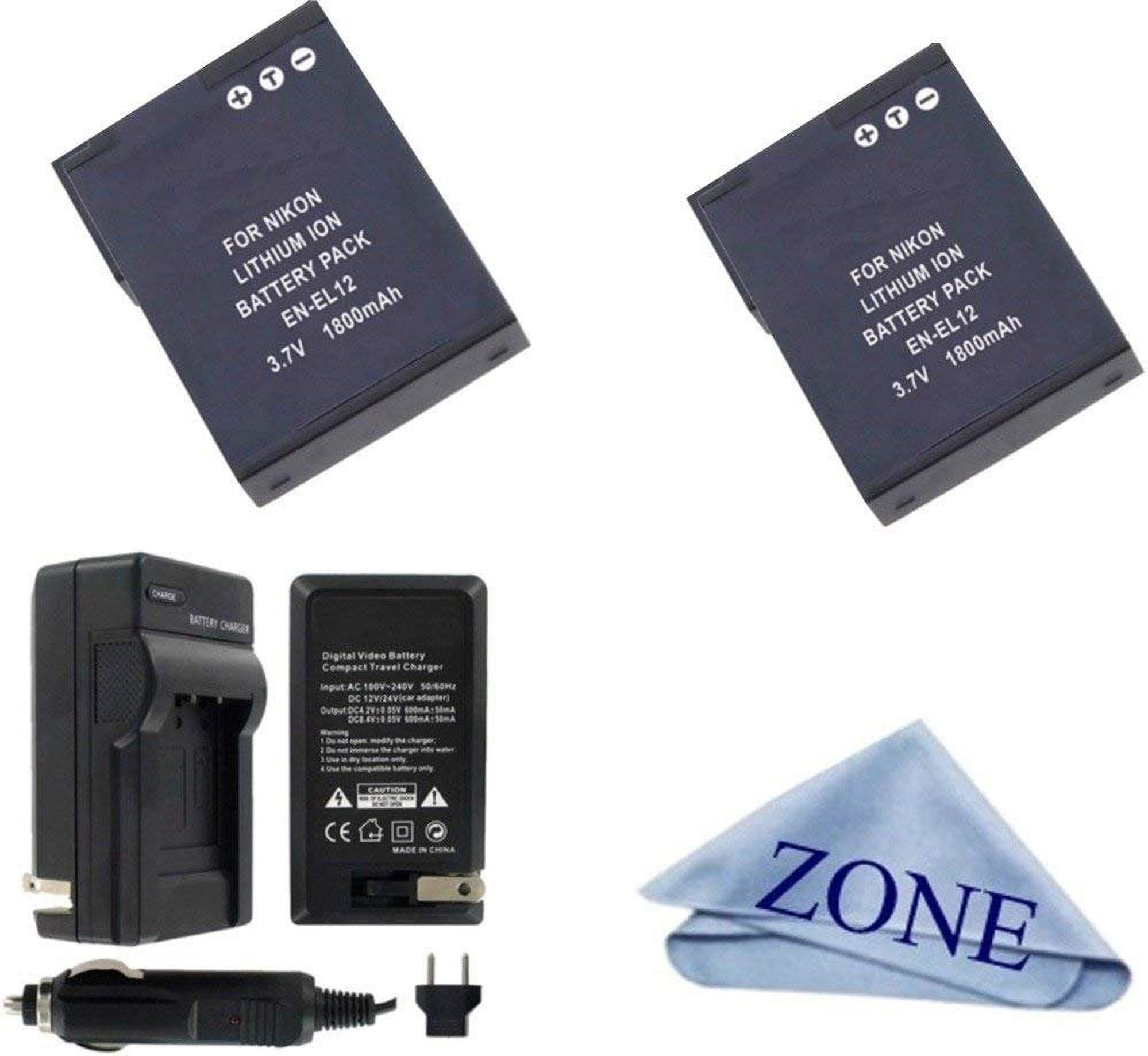 Batteria + Caricabatterie Per Nikon EN-EL12 – Kit Auto/Corrente Per Coolpix AW120, S8000, S6000 E Altri