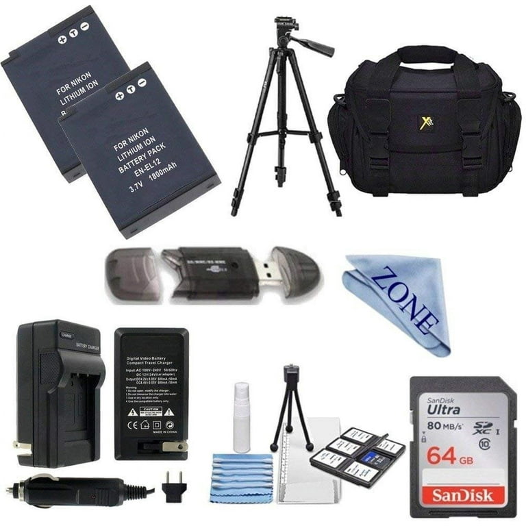 Replacement Nikon EN-EL12 Battery and Charger for Nikon Coolpix