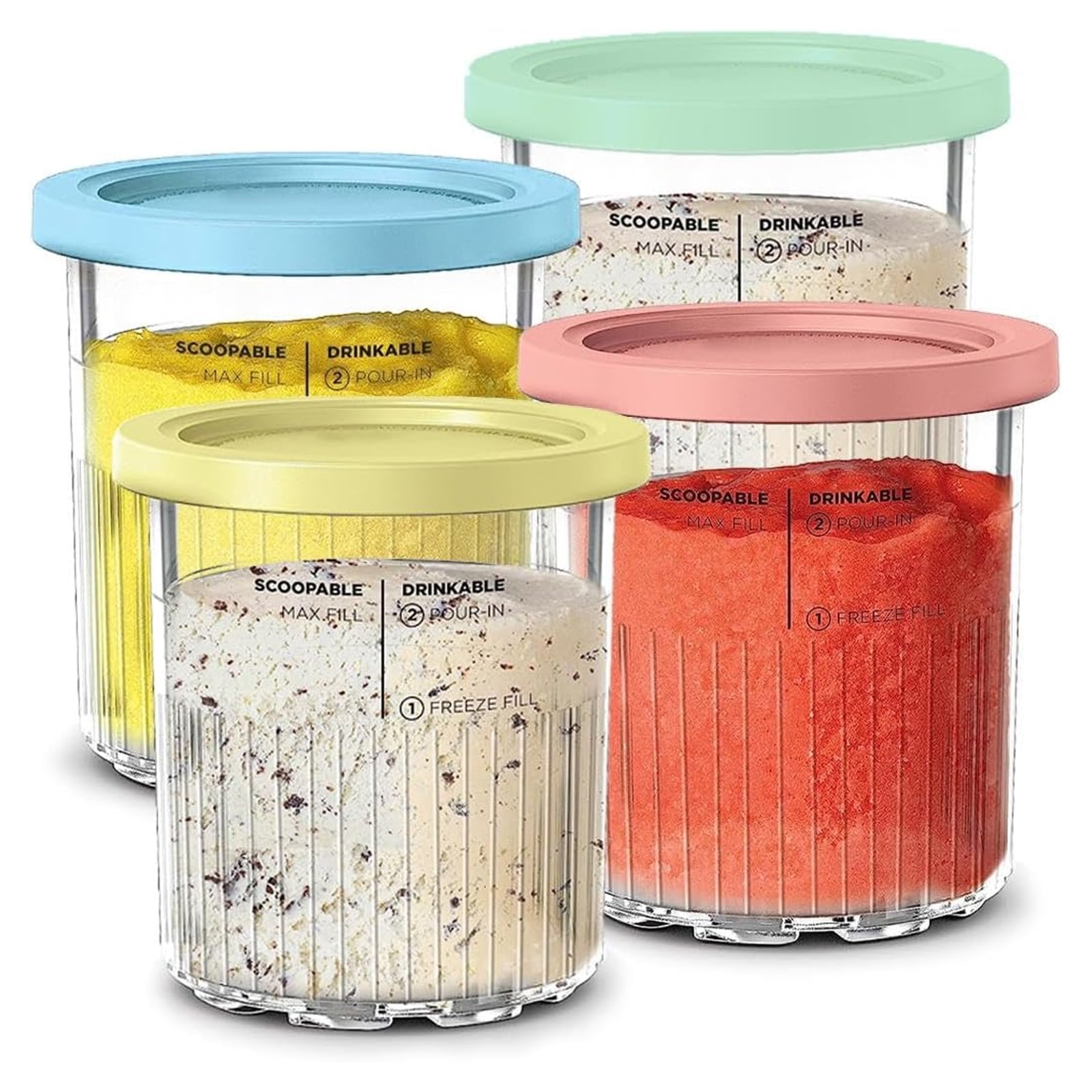 Replacement for Ninja Creami Deluxe Pints and Lids 4 Pack,Compatible with Ninja Creami 11-in-1 NC501 NC500 Series Deluxe Ice Cream Maker,24oz Deluxe XL Cups