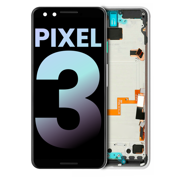 Replacement OLED Assembly With Frame Compatible With Google Pixel 3 (Genuine OEM) (White)