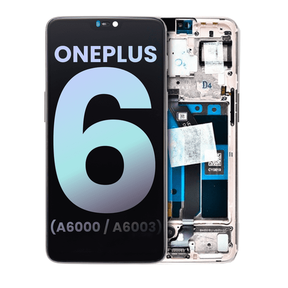 Replacement OLED Assembly With Frame Compatible With OnePlus 6 (A6000 / A6003) (Genuine OEM) (Silk White)