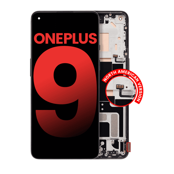Replacement OLED Assembly With Frame Compatible With OnePlus 9 (North American) (Aftermarket Plus) (Astral Black)