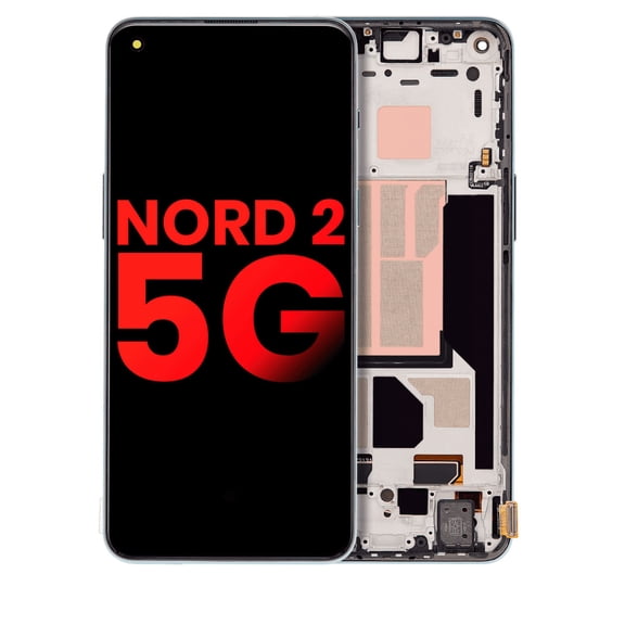 Replacement OLED Assembly With Frame Compatible With OnePlus Nord 2 5G (Aftermarket Plus) (Blue Haze)