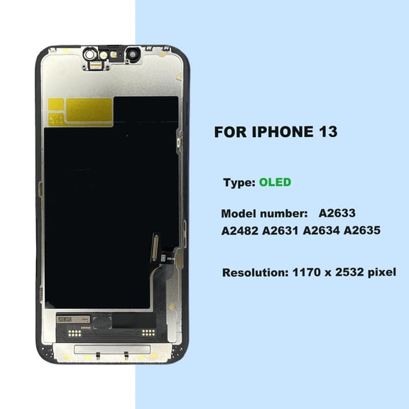 Replacement OLED screen for iPhone 13 (non-LCD), 6.1-inch Full HD Retina display, with touchscreen digitizer frame assembly.