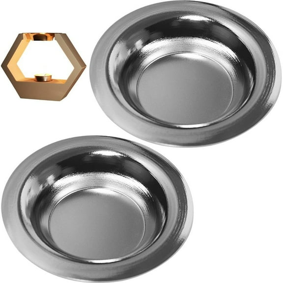 Replacement Oil Warmer Dish 2pcs Wax Melt Warmer Liner Dish Round Metal Dish Candle Wamer Bowl Plate for Electric Lamps Oil and Tart Warmers