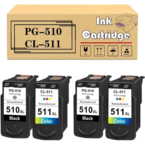 Replacement PG510 CL511 Ink Cartridges Compatible for Canon IP2700 IP2702 MP240 MP250 MP252 MP260 MP495 MX340 Printers
