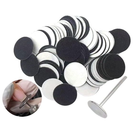 Replacement Pads Nail Set, Replaceable Pads for Round Type Eletric Callus Remover Machine - Black, 15mm 150Grit 100Pcs