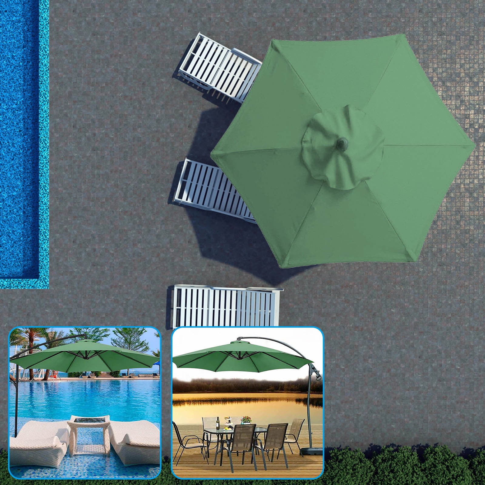 Replacement Parasol Fabric Cover 3meter/ 8 Arms Heavy Duty Polyester