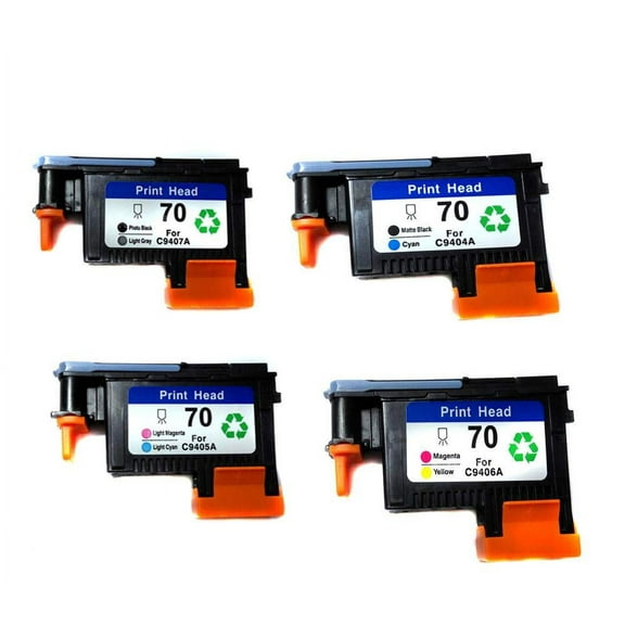 Replacement Part 70 Printhead Printhead Printer Head C9404A C9405A C9406A C9407A compatible for HP Designjet Z3200 Z5200 Z5400 Z2100 Z3100 Printer - Set of 4