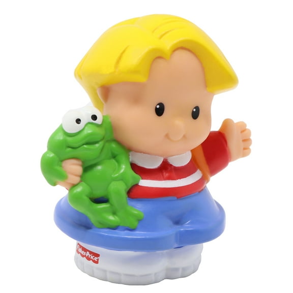 Replacement Part for Collectible Fisher-Price Little People Airport School Zoo Train or Dollhouse Family Playset 77604 - Replacement Blonde Boy Eddie Figure - Backpack and Frog
